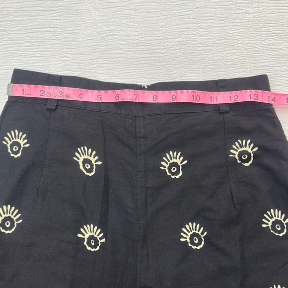 Linen Boho Trousers with Ornate Elephant Pattern Button zipper front Relax Baggy - Picture 5 of 7